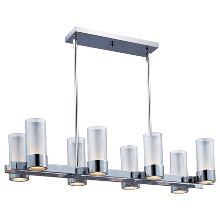 Maxim Eight Light Polished Chrome Clear/Frosted Glass Island Light 23079CLFTPC